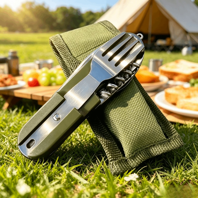 Camping Cooking Cutlery Set - Stainless Steel 7 in 1 Camping