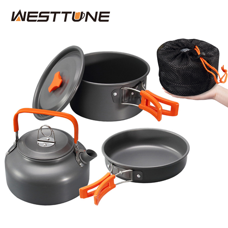 Camping Cooking Pots And Pans Set - WESTTUNE Camping Cookware Kit Aluminum Outdoor