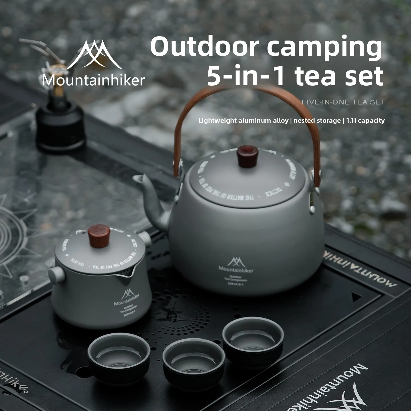 Camping Cooking Set 2 Person - MOUNTAINHIKER MoChuan 5‑in‑1 Camping Kettle Set