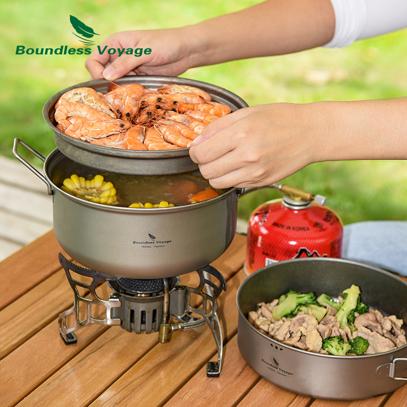 Boundless Voyage Titanium Stea - Camping Cooking Pots And Pans Set review and price