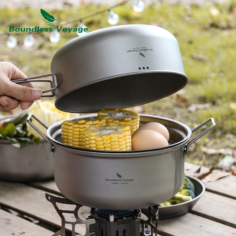 Boundless Voyage Titanium Stea - Camping Cooking Pots And Pans Set review and price