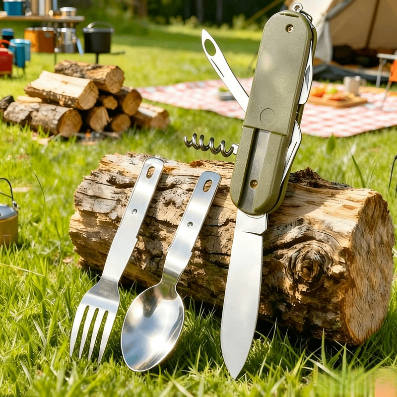 Stainless Steel 7 in 1 Camping - Camping Cooking Cutlery Set review and price