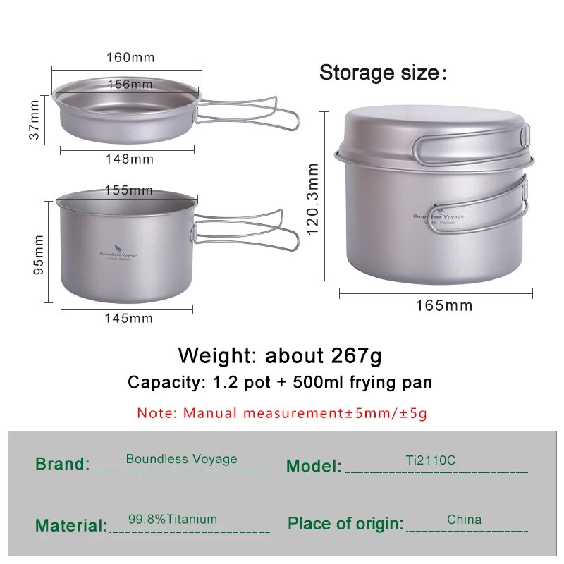 Boundless Voyage Titanium Pot  - Camping Cooking Set 2 Person review and price