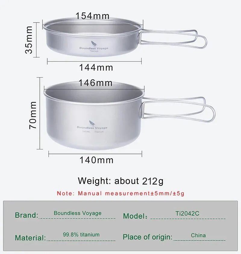 Boundless Voyage Titanium Pot  - Camping Cooking Set 2 Person review and price