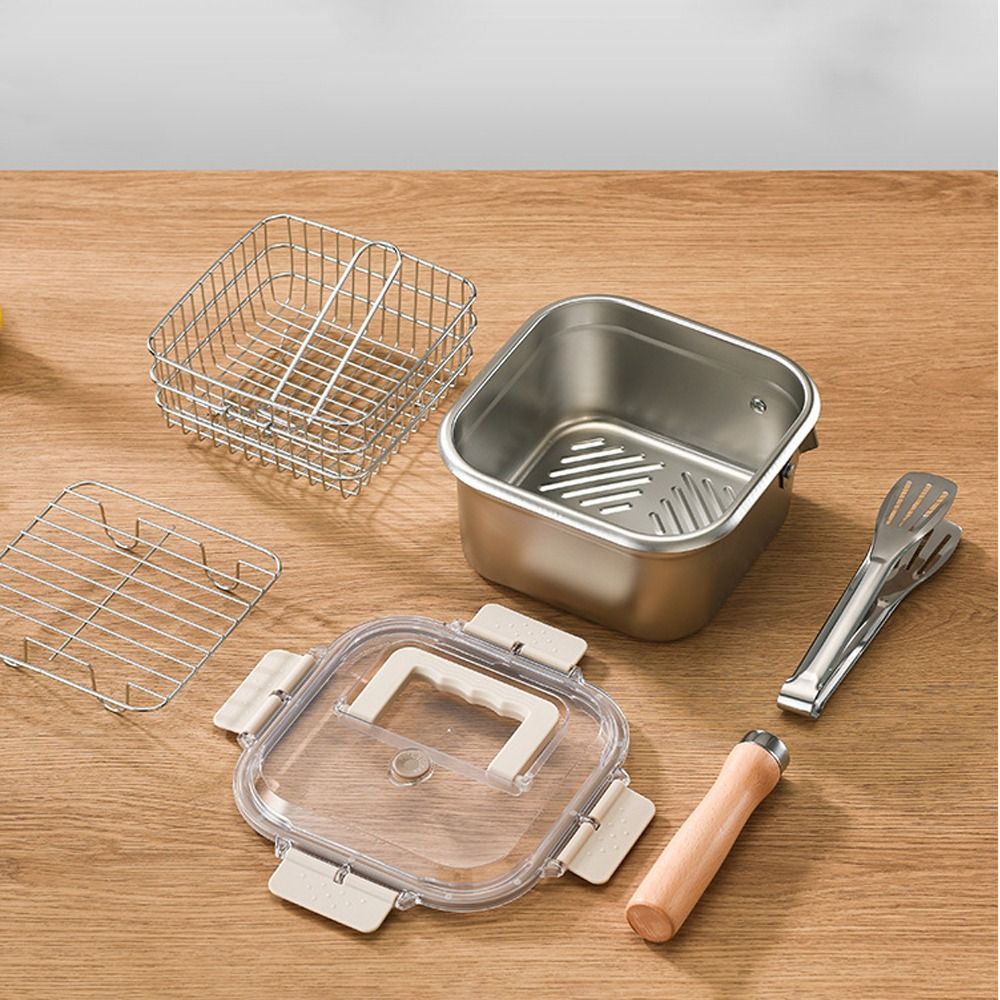 Portable Stainless Steel Fryin - Camping Cooking Pots And Pans Set review and price