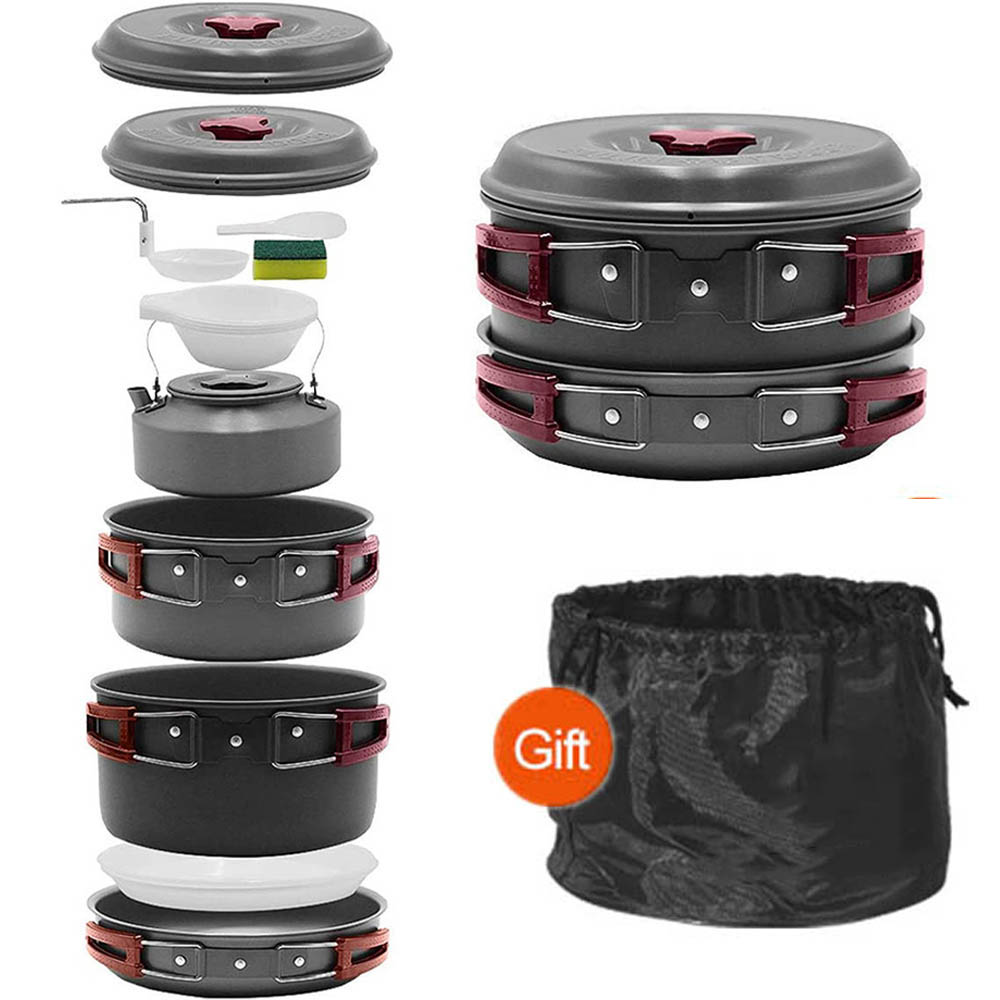 Outdoor cooking 3-4 person pic - Camping Cooking Pots And Pans Set review and price