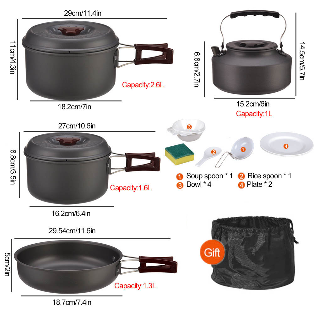 Outdoor cooking 3-4 person pic - Camping Cooking Pots And Pans Set review and price