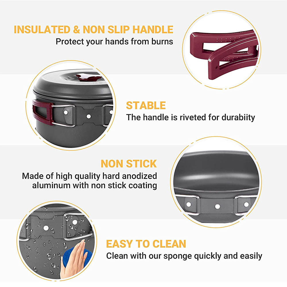 Outdoor cooking 3-4 person pic - Camping Cooking Pots And Pans Set review and price