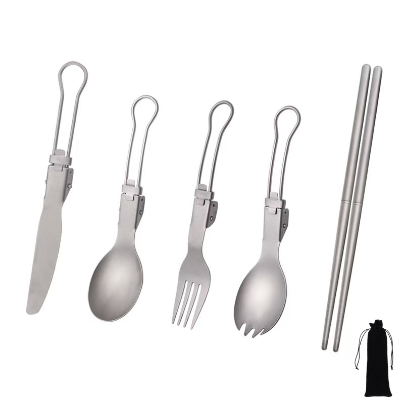Titanium Foldable Utensil Set  - Camping Cooking Cutlery Set review and price