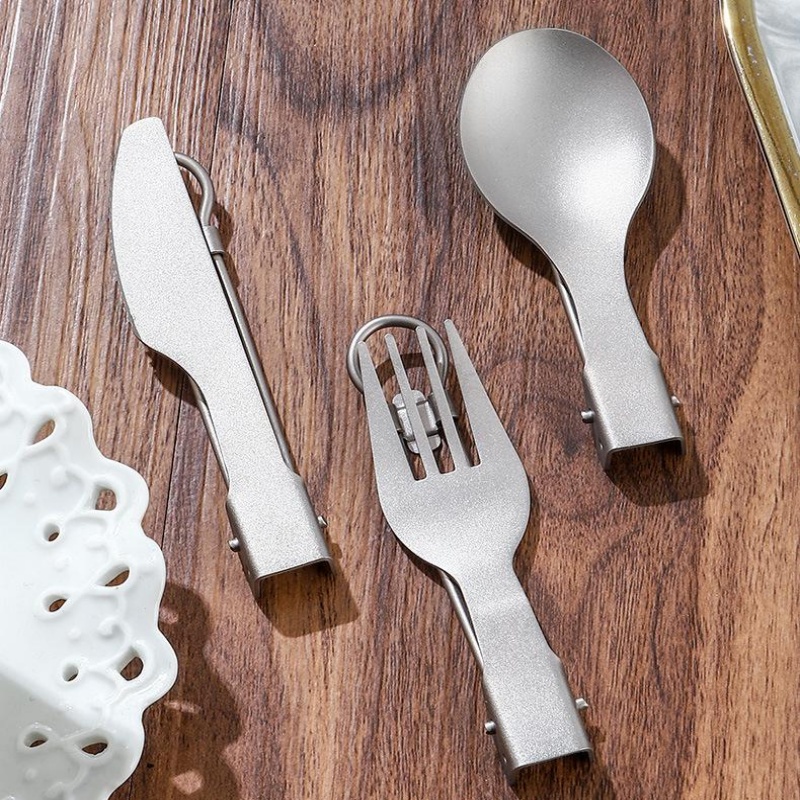 Titanium Foldable Utensil Set  - Camping Cooking Cutlery Set review and price