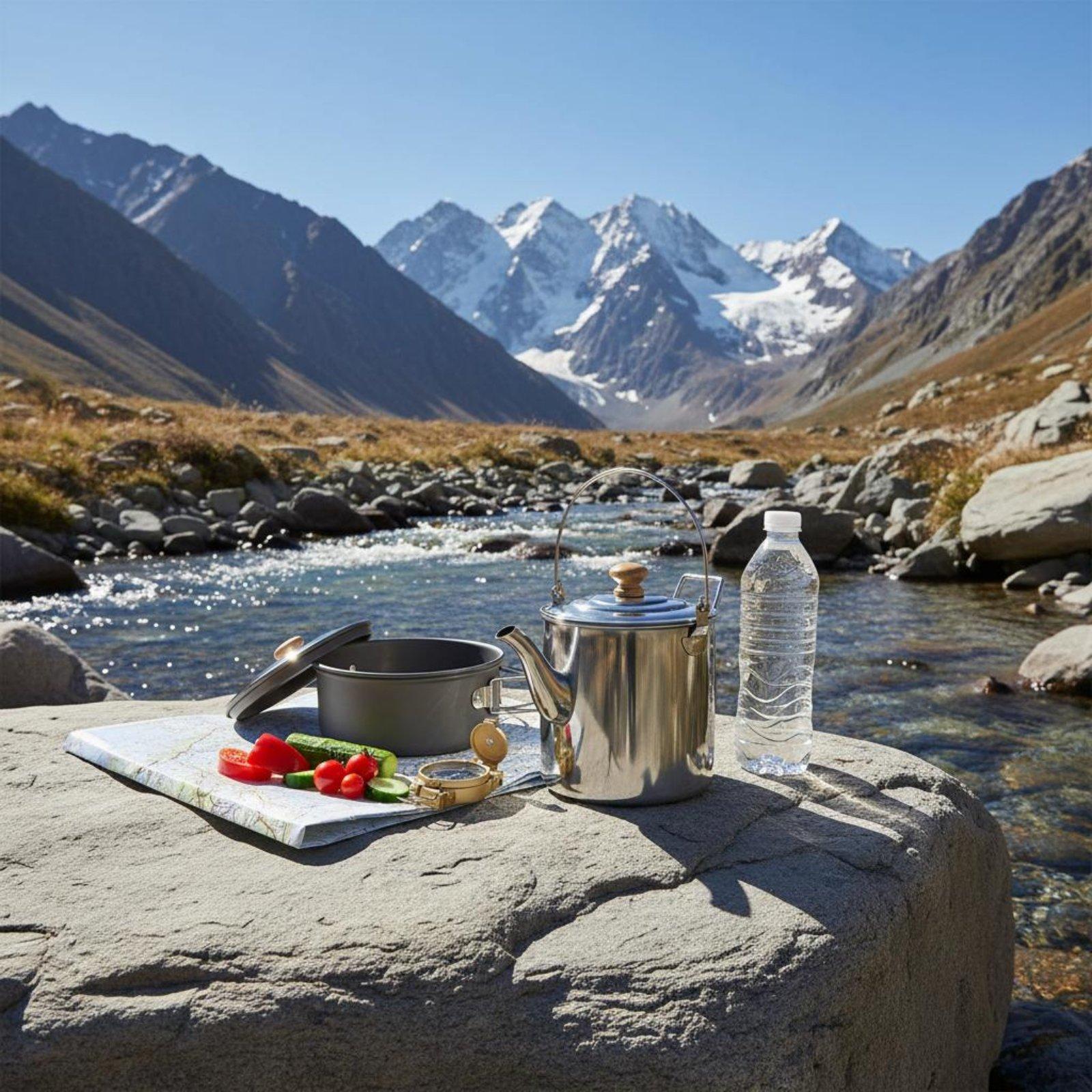 Portable Stainless Steel Outdo - Camping Cooking Pots And Pans Set review and price