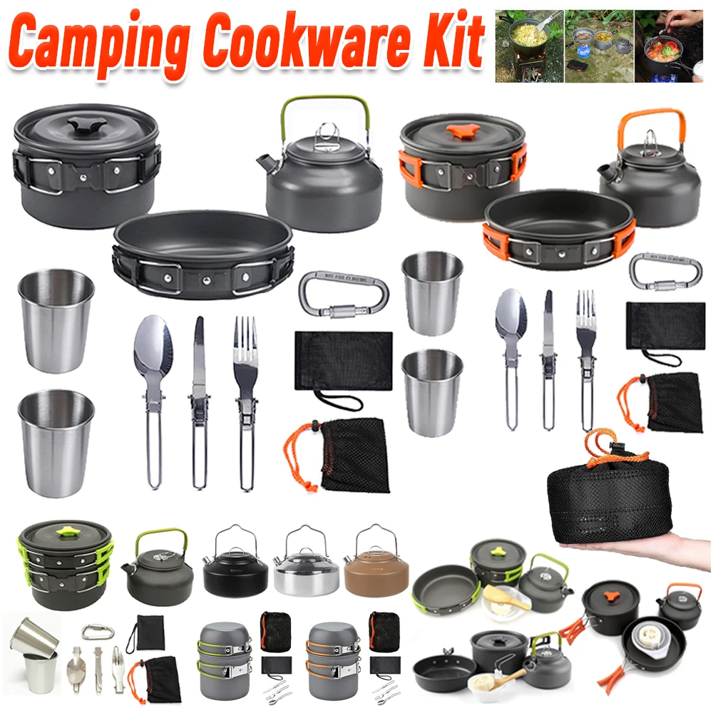 Camping Cookware Kit Kettle Po - Camping Hiking Cooking review and price